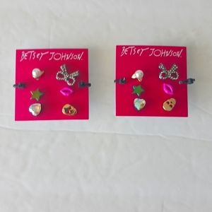 2 sets of 6 individual earrings Betsey Johnson mini studs